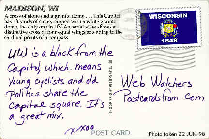 All images Copyright &copy; 1997 - 2000 WriteLine. All Rights Reserved. Wisconsin flag stamp