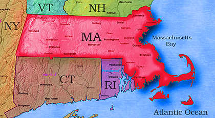 &copy; 2005 WriteLine. Massachusetts Map