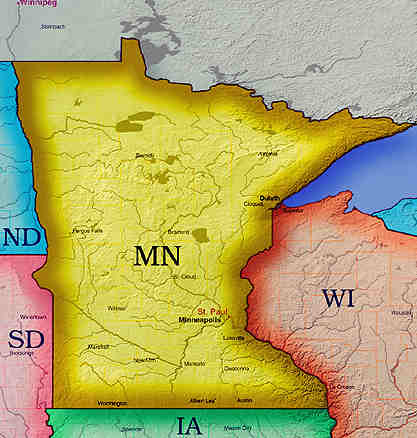 &copy; 1998 WriteLine. Minnesota map