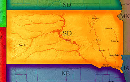 &copy; 2005 WriteLine. South Dakota Map